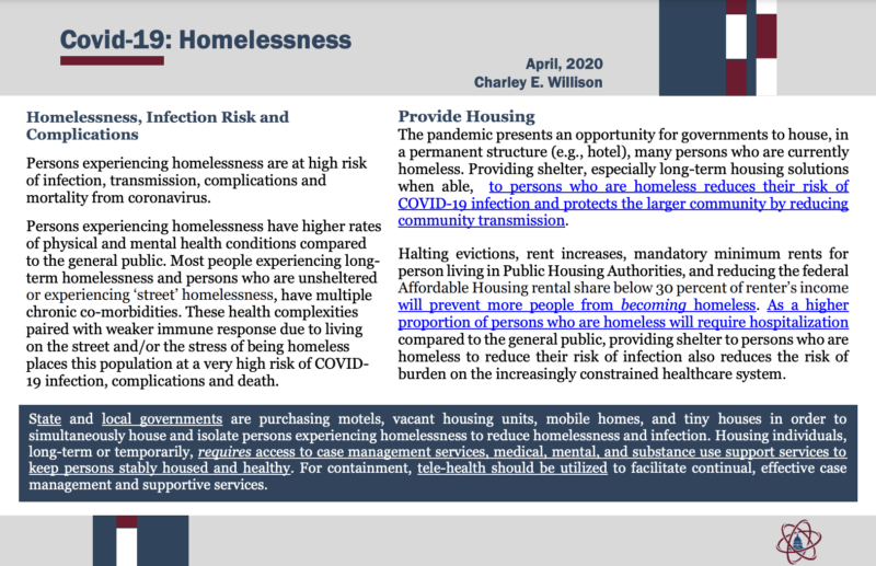 COVID-19: Homelessness - Evidence-to-Impact Collaborative